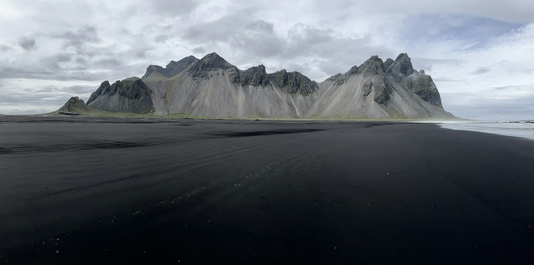 Vestrahorn mountain and black sand in Iceland