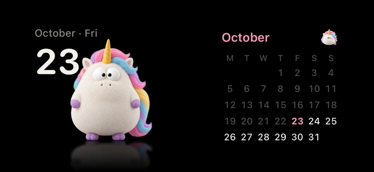 Plush Desk and Plush Month side by side in StandBy